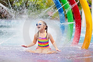 Kids at aqua park. Child in swimming pool