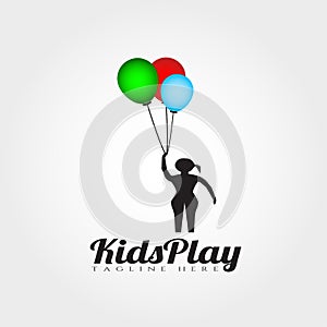 Kids play vector logo design