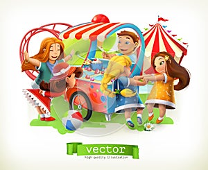 Kids playground. Amusement park. Vector illustration