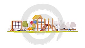 Kids Playground as Urban Summer Public Area for Playing Vector Illustration