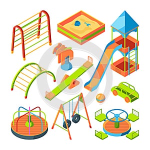 Kids playground. Isometric pictures set