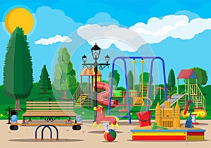 Kids playground kindergarten panorama