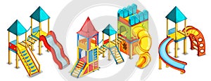 Kids playground set. Equipment for playing. Playhouse.