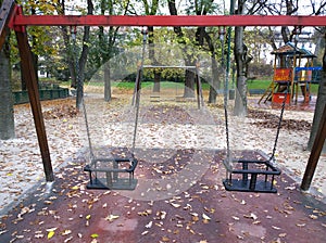 Kids playground in winter