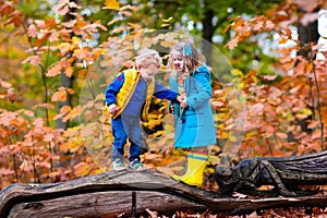 Kids playing in autumn park