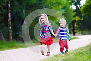 Kids playing in autumn park