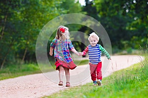 Kids playing in autumn park