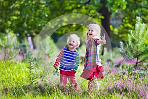 Kids playing in autumn park