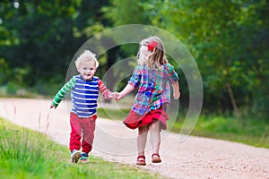 Kids playing in autumn park