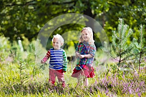 Kids playing in autumn park