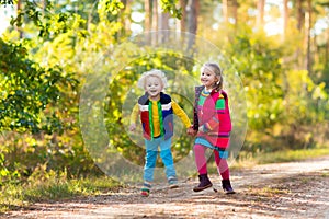 Kids playing in autumn park