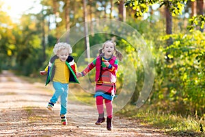 Kids playing in autumn park