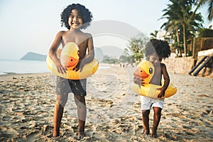 Kids playing at the beach