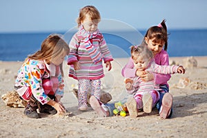 Kids playing at the beach