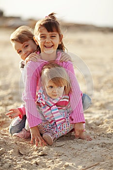 Kids playing at the beach