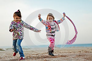 Kids playing at the beach