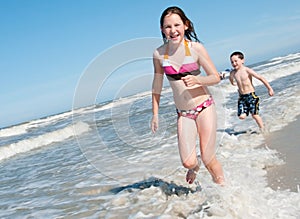 Kids playing on beach