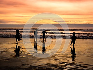 Kids playing on beach