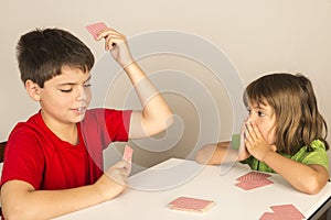 Kids playing cards