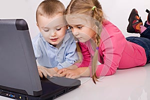 Kids playing computer games