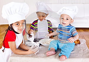 Kids playing with flour