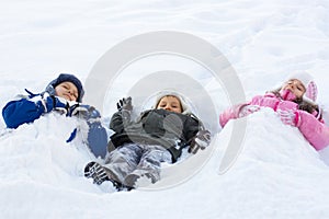 Kids Playing in Fresh Snow