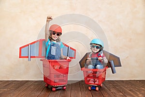 Kids playing with jet pack at home