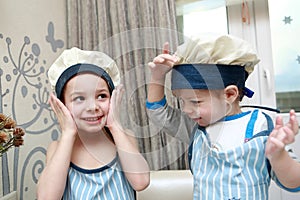 Kids playing in kitchen