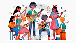Kids Playing Musical Instruments Together photo