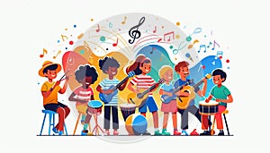 Kids Playing Musical Instruments Together photo