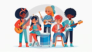 Kids Playing Musical Instruments Together photo