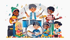 Kids Playing Musical Instruments Together photo