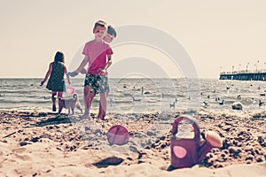 Kids playing outdoor on beach