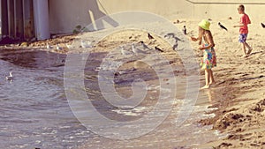 Kids playing outdoor on beach.