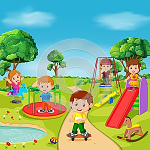 Kids playing outdoor in park