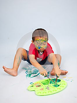 Kids playing with paint