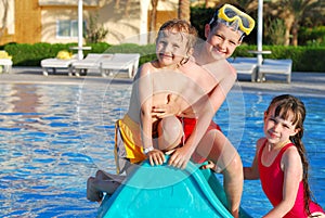 Kids playing in pool