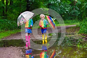 Kids playing in the rain