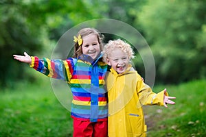 Kids playing in the rain