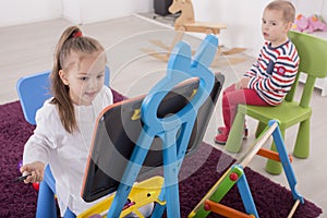 Kids playing in the room