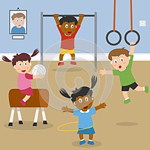 Kids Playing in the School Gym