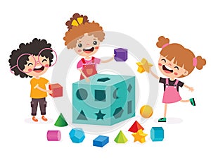 Kids Playing With Shape Sorter Toy