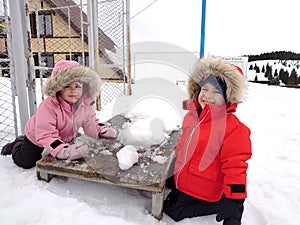 Kids playing in the snow