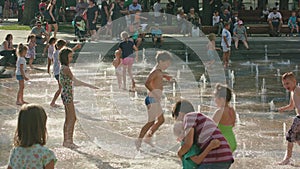 Kids Playing in Street Fountain, Lublin, Poland