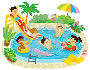 Kids Playing in a Swimming Pool