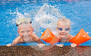 Kids playing in the swimming pool