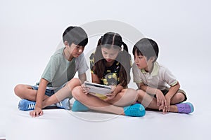 Kids playing tablet