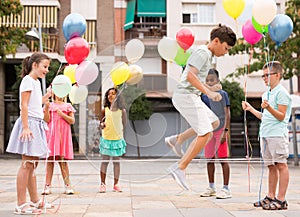 Kids playing together outdoors