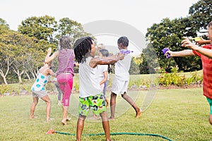 Kids playing together during a sunny day