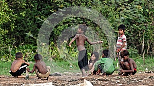 Kids playing, Tonle Sap, Cambodia